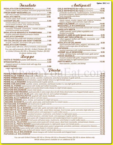 acquista trattoria menu.